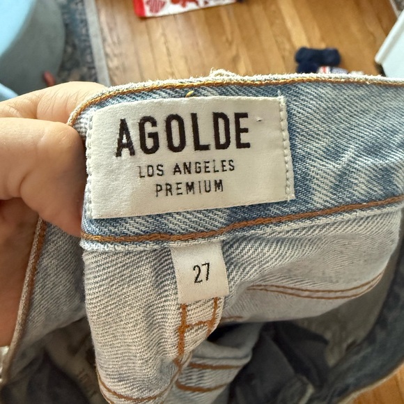Agolde Light Wash Frayed Hem Jean Shorts - Size 27 - Picture 3 of 4